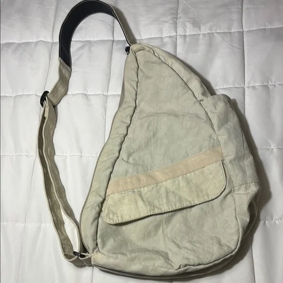 AMERIBAG 17" DISTRESSED NYLON HEALTHY BACK BAG TOTER (SMALL) CROSSBODY SLINGBAG - Picture 5 of 15